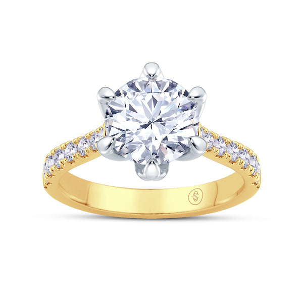 The Illuminate Collection - Round Brilliant Diamond Engagement Ring with Diamond Shoulders
