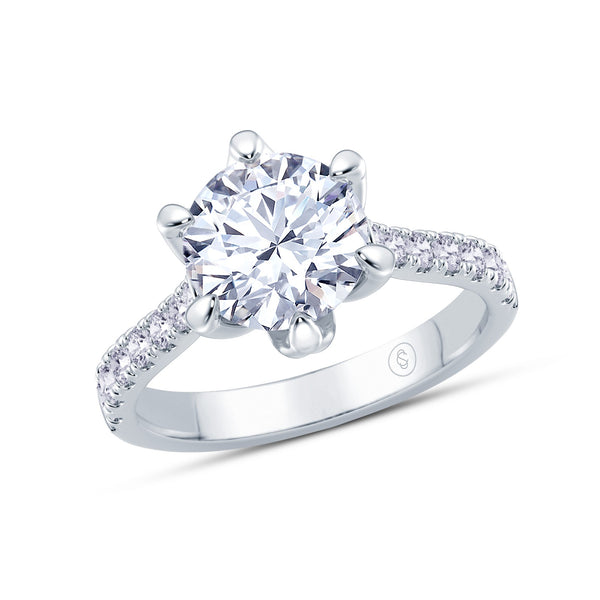 The Illuminate Collection - Round Brilliant Diamond Engagement Ring with Diamond Shoulders