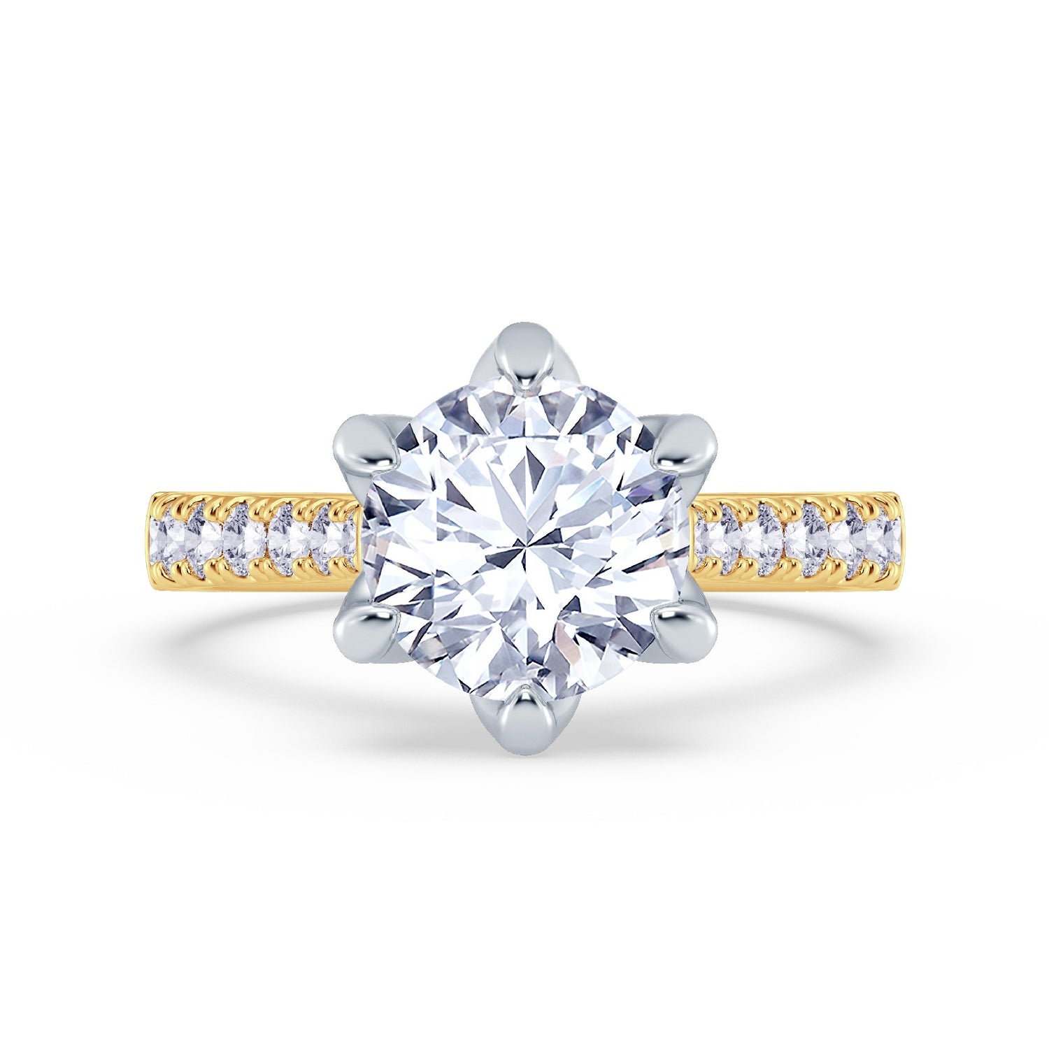 The Illuminate Collection - Round Brilliant Diamond Engagement Ring with Diamond Shoulders