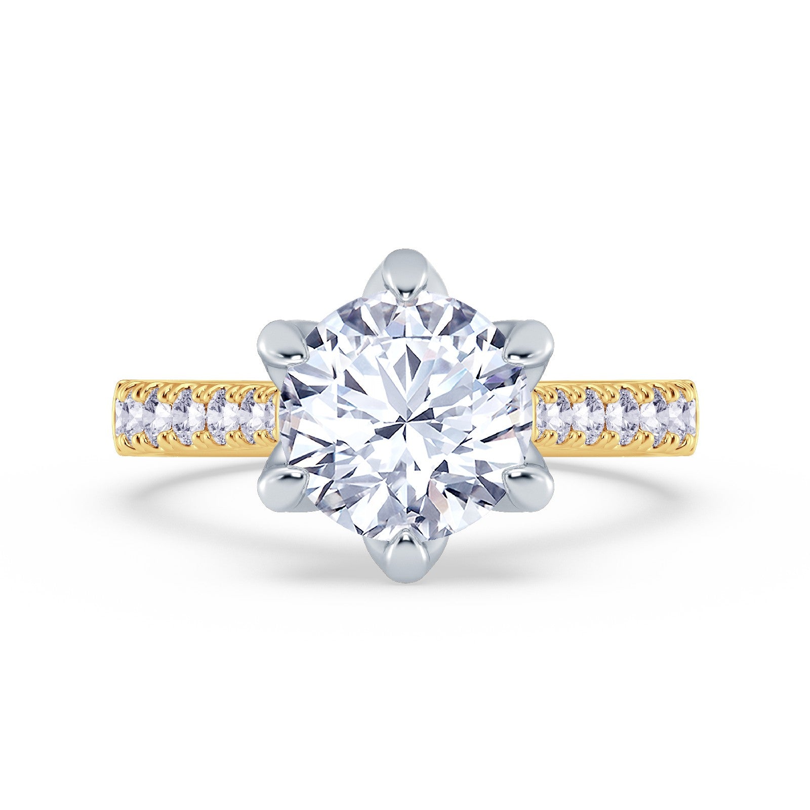 The Illuminate Collection - Round Brilliant Diamond Engagement Ring with Diamond Shoulders