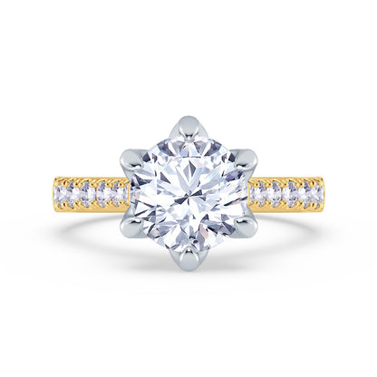 The Illuminate Collection - Round Brilliant Diamond Engagement Ring with Diamond Shoulders