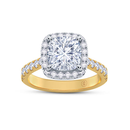 The Grandé Collection - Cushion Cut Diamond Engagement Ring with Diamond Halo and Shoulders
