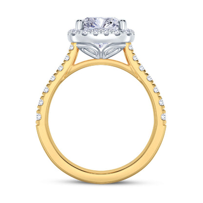 The Grandé Collection - Cushion Cut Diamond Engagement Ring with Diamond Halo and Shoulders
