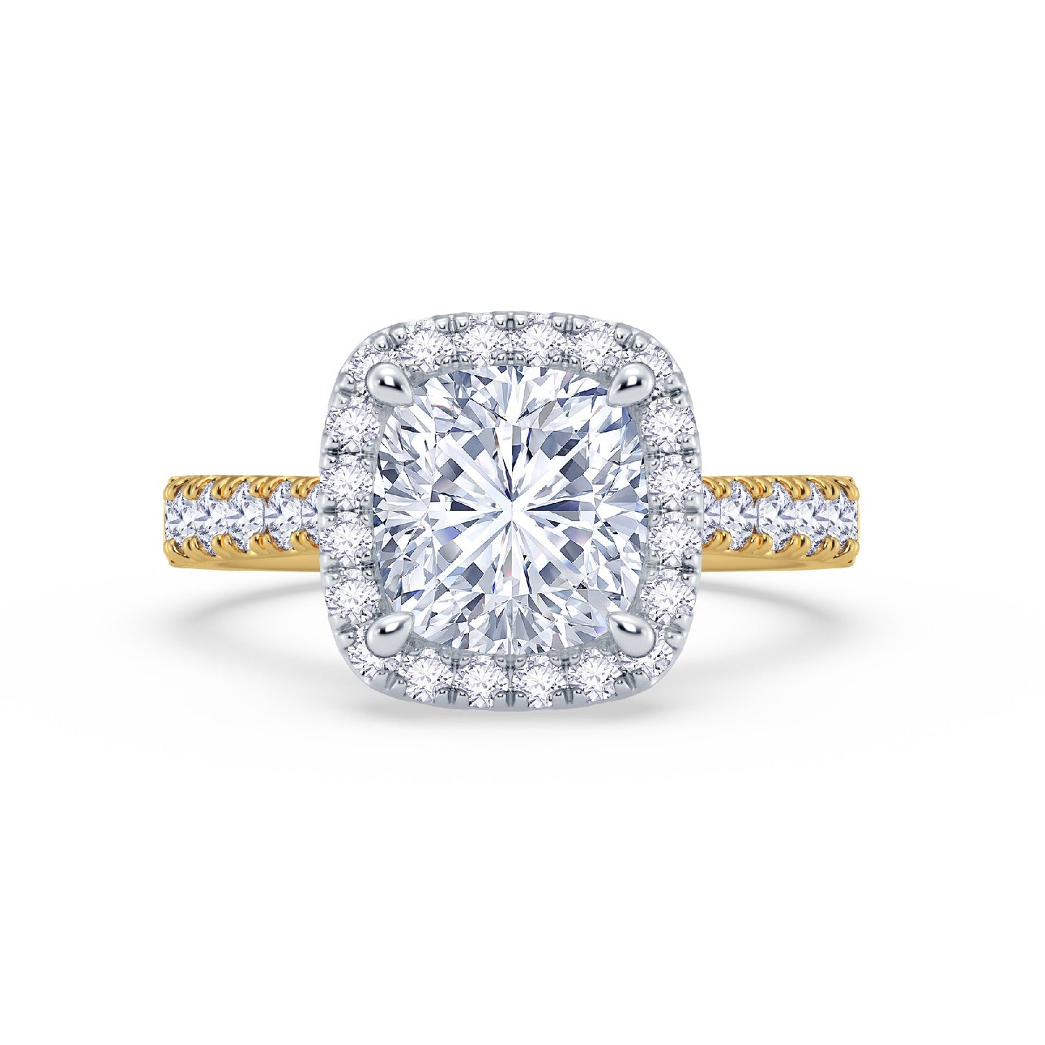 The Grandé Collection - Cushion Cut Diamond Engagement Ring with Diamond Halo and Shoulders