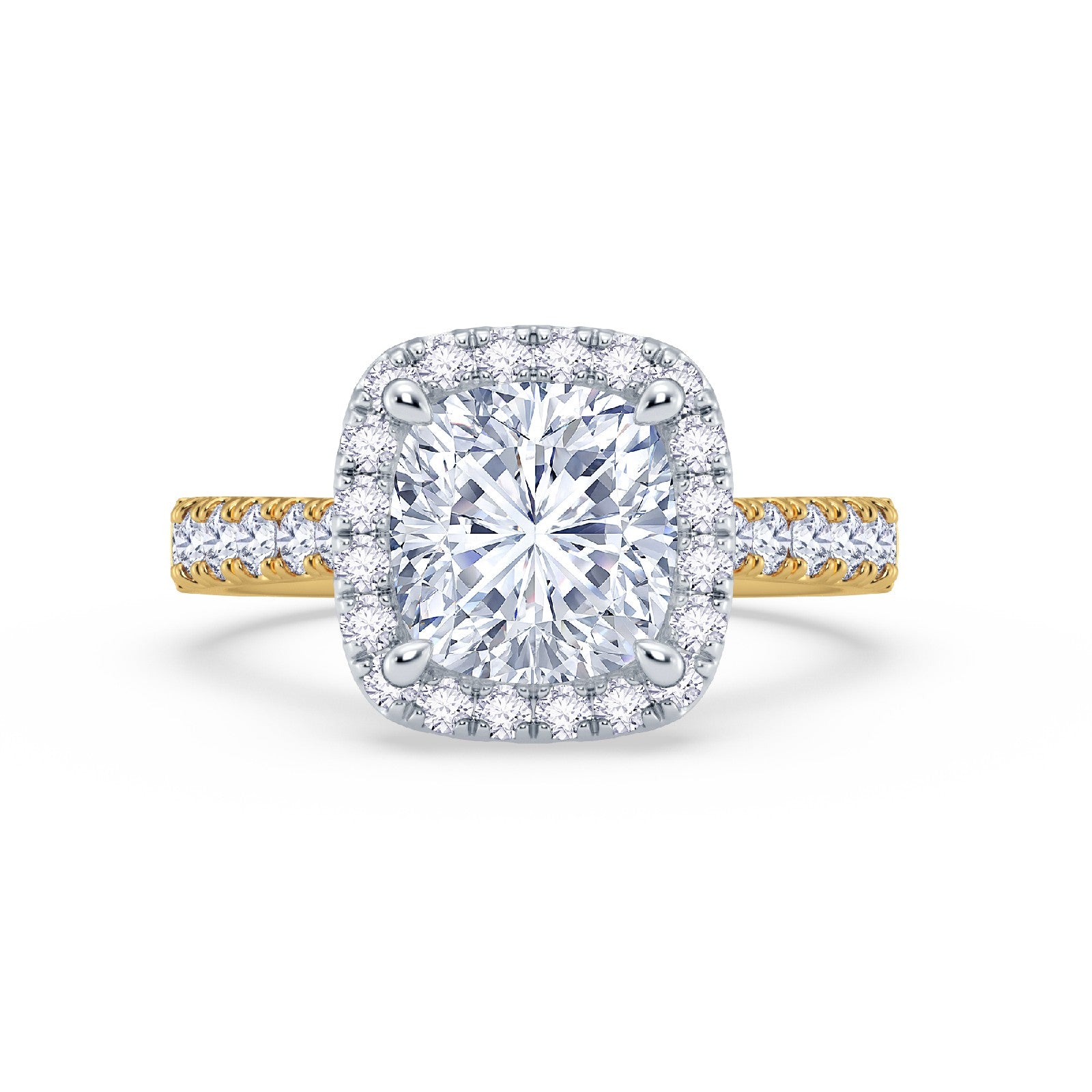 The Grandé Collection - Cushion Cut Diamond Engagement Ring with Diamond Halo and Shoulders