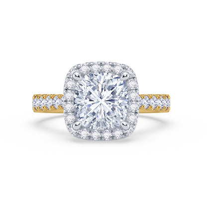 The Grandé Collection - Cushion Cut Diamond Engagement Ring with Diamond Halo and Shoulders