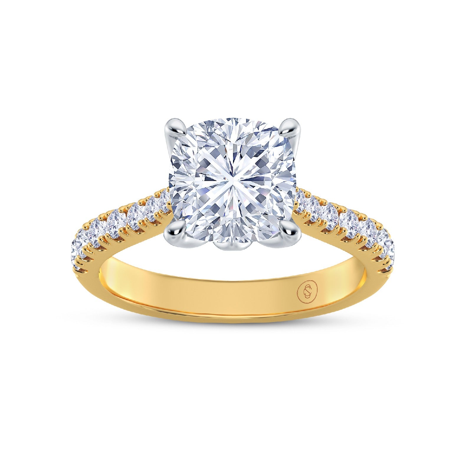 The Illuminate Collection - Cushion Cut Diamond Engagement Ring with Diamond Shoulders