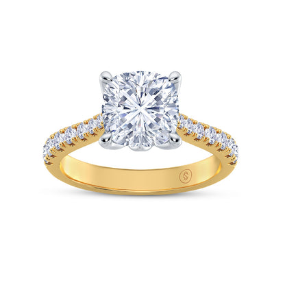 The Illuminate Collection - Cushion Cut Diamond Engagement Ring with Diamond Shoulders