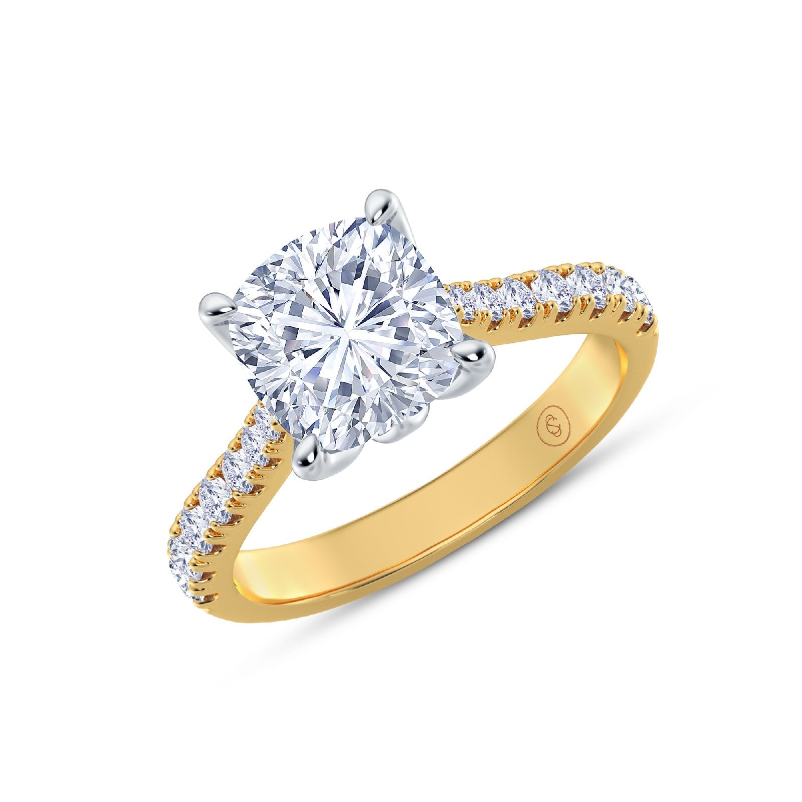 The Illuminate Collection - Cushion Cut Diamond Engagement Ring with Diamond Shoulders