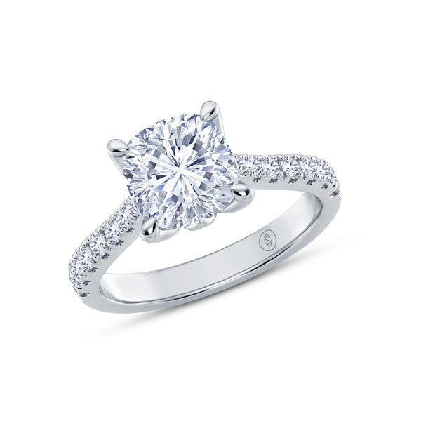The Illuminate Collection - Cushion Cut Diamond Engagement Ring with Diamond Shoulders