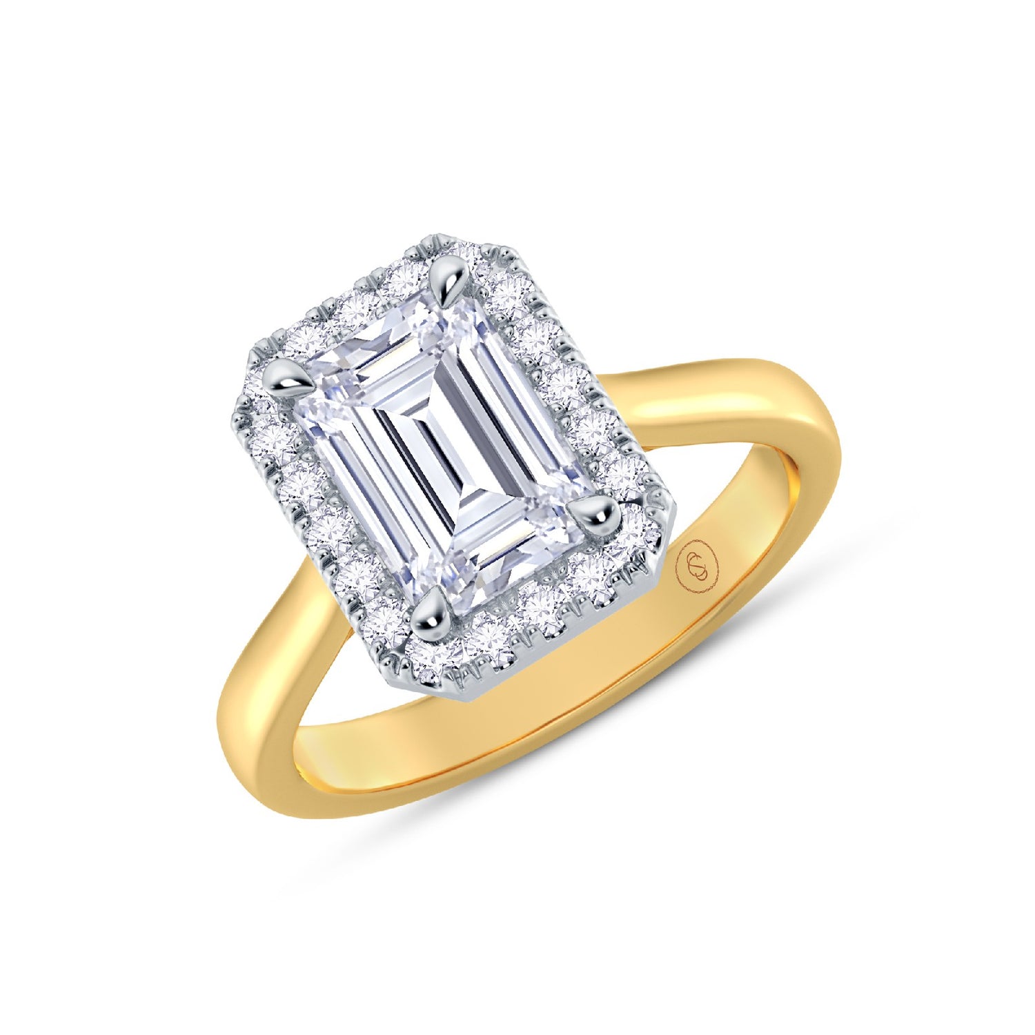 The Embrace - Emerald Halo Diamond Engagement Ring