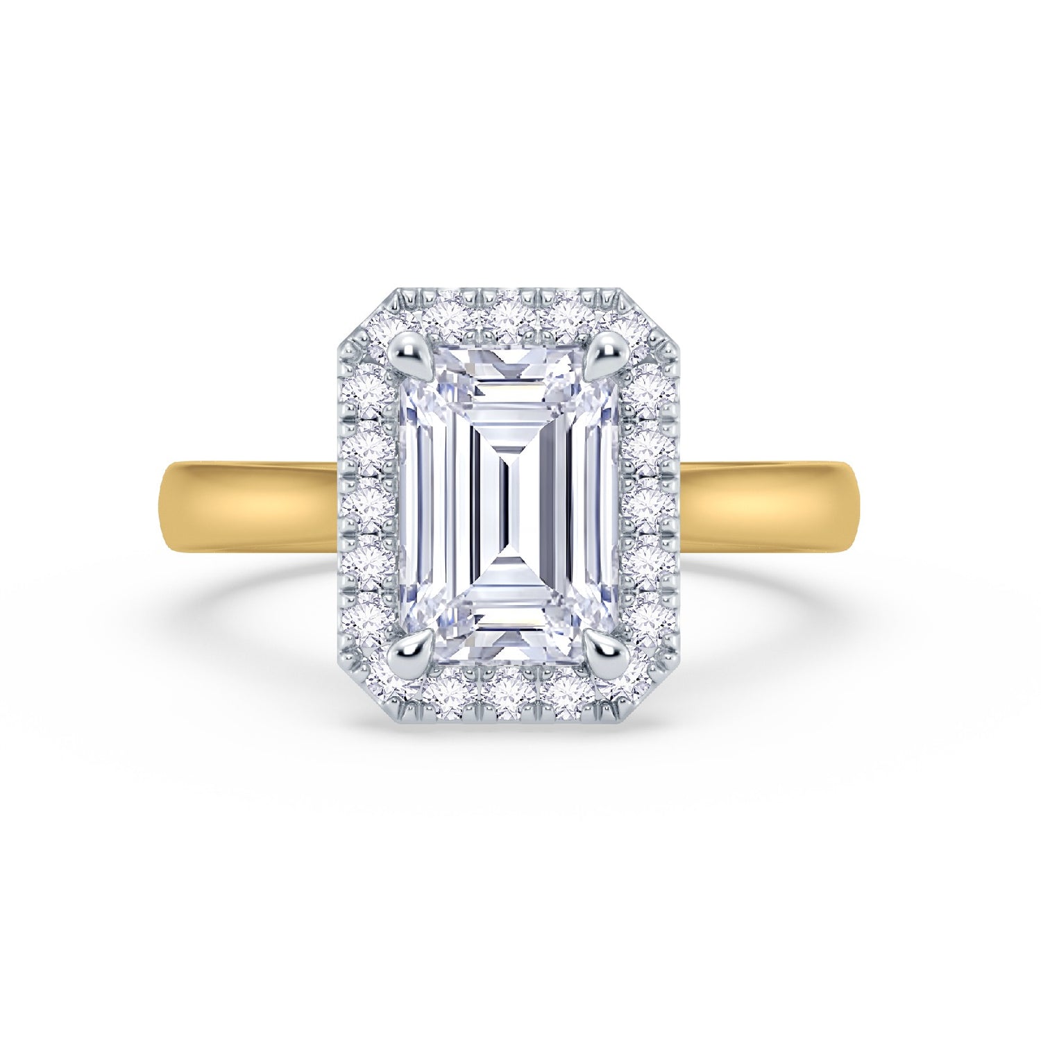 The Embrace - Emerald Halo Diamond Engagement Ring