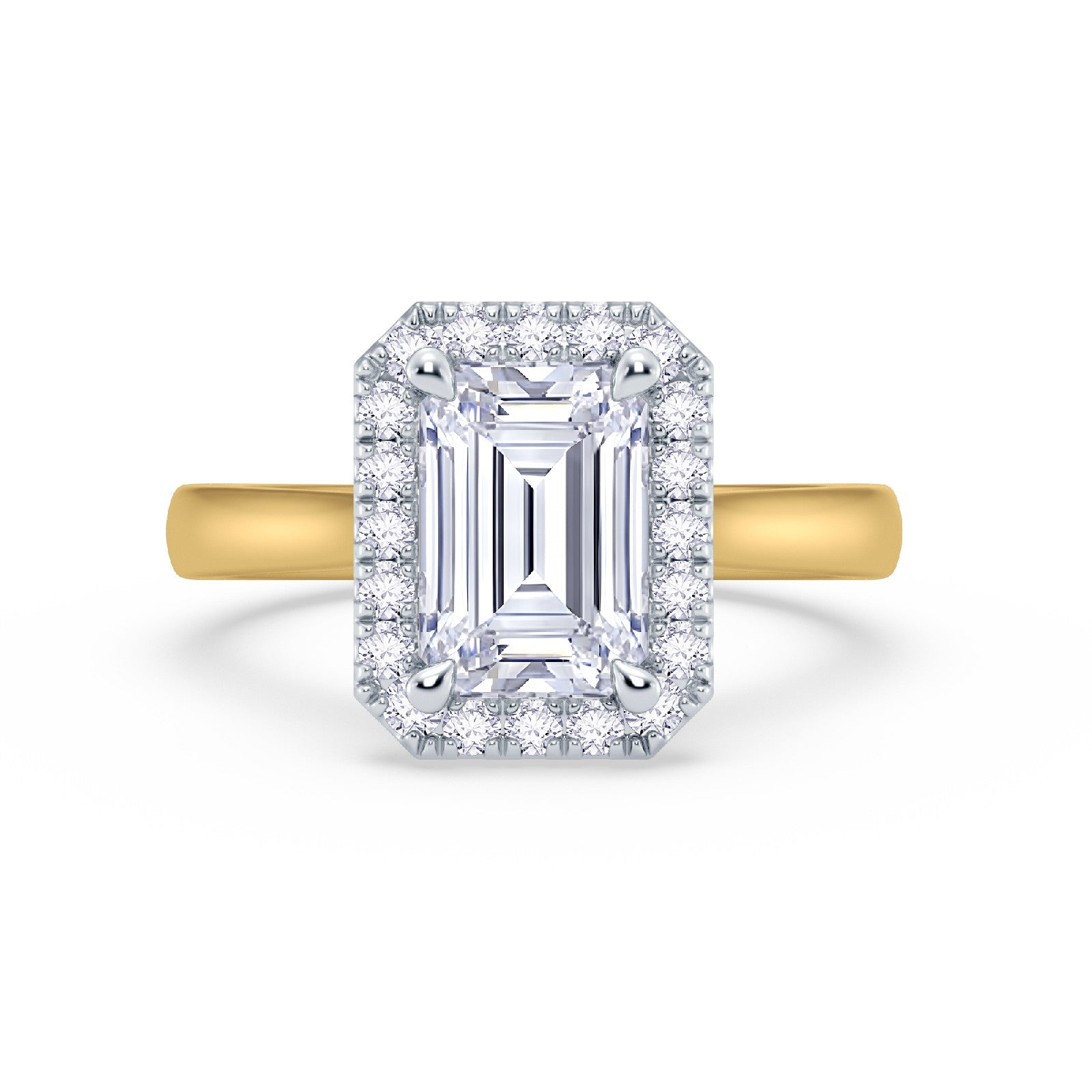 The Embrace - Emerald Halo Diamond Engagement Ring