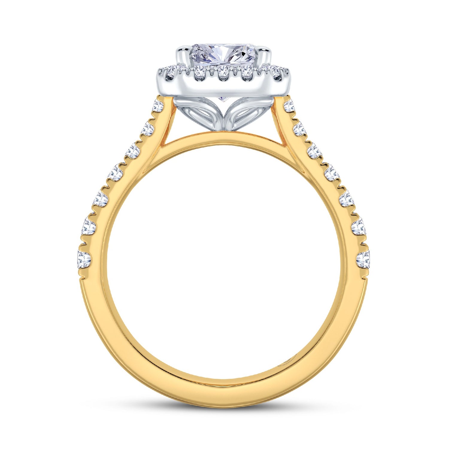 The Grandé Collection - Emerald Cut Diamond Engagement Ring with Diamond Halo and Shoulders
