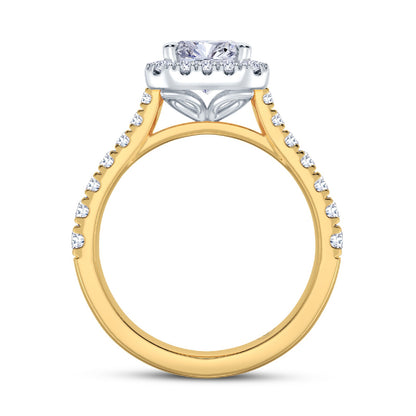 The Grandé Collection - Emerald Cut Diamond Engagement Ring with Diamond Halo and Shoulders