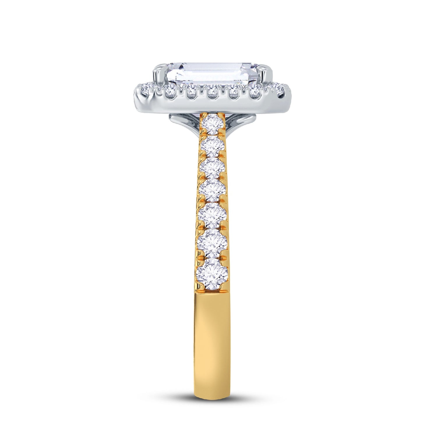 The Grandé Collection - Emerald Cut Diamond Engagement Ring with Diamond Halo and Shoulders