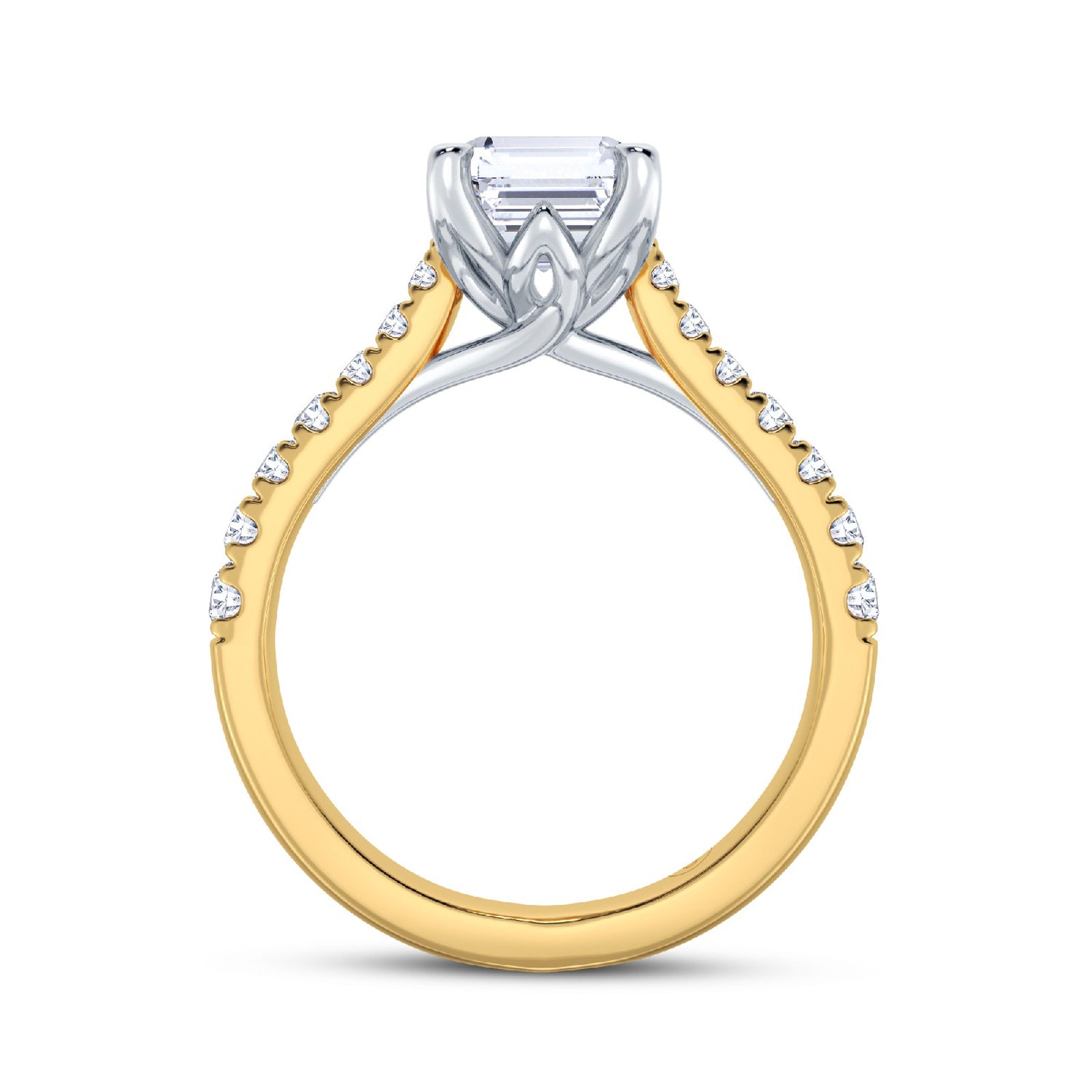 The Illuminate Collection - Emerald Diamond Engagement Ring with Diamond Shoulders