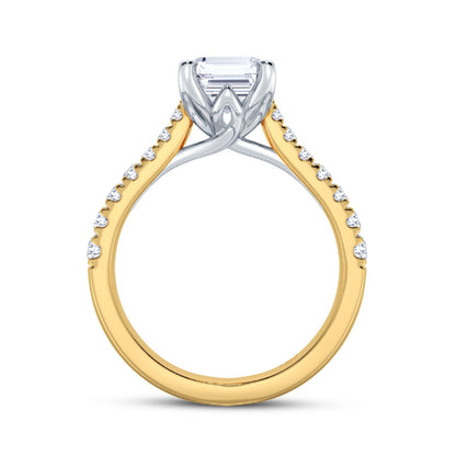 The Illuminate Collection - Emerald Diamond Engagement Ring with Diamond Shoulders