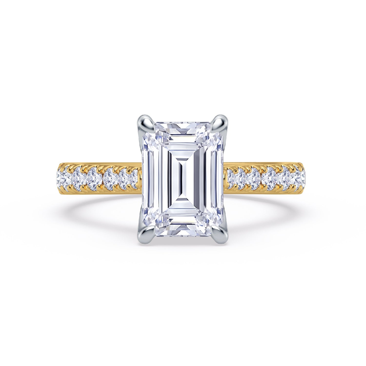 The Illuminate Collection - Emerald Diamond Engagement Ring with Diamond Shoulders