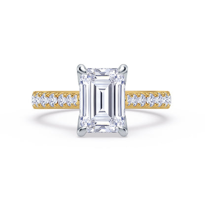 The Illuminate Collection - Emerald Diamond Engagement Ring with Diamond Shoulders