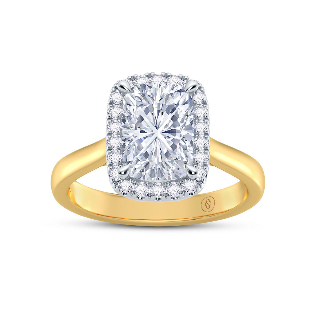 The Embrace - Elongated Cushion Cut Halo Diamond Engagement Ring