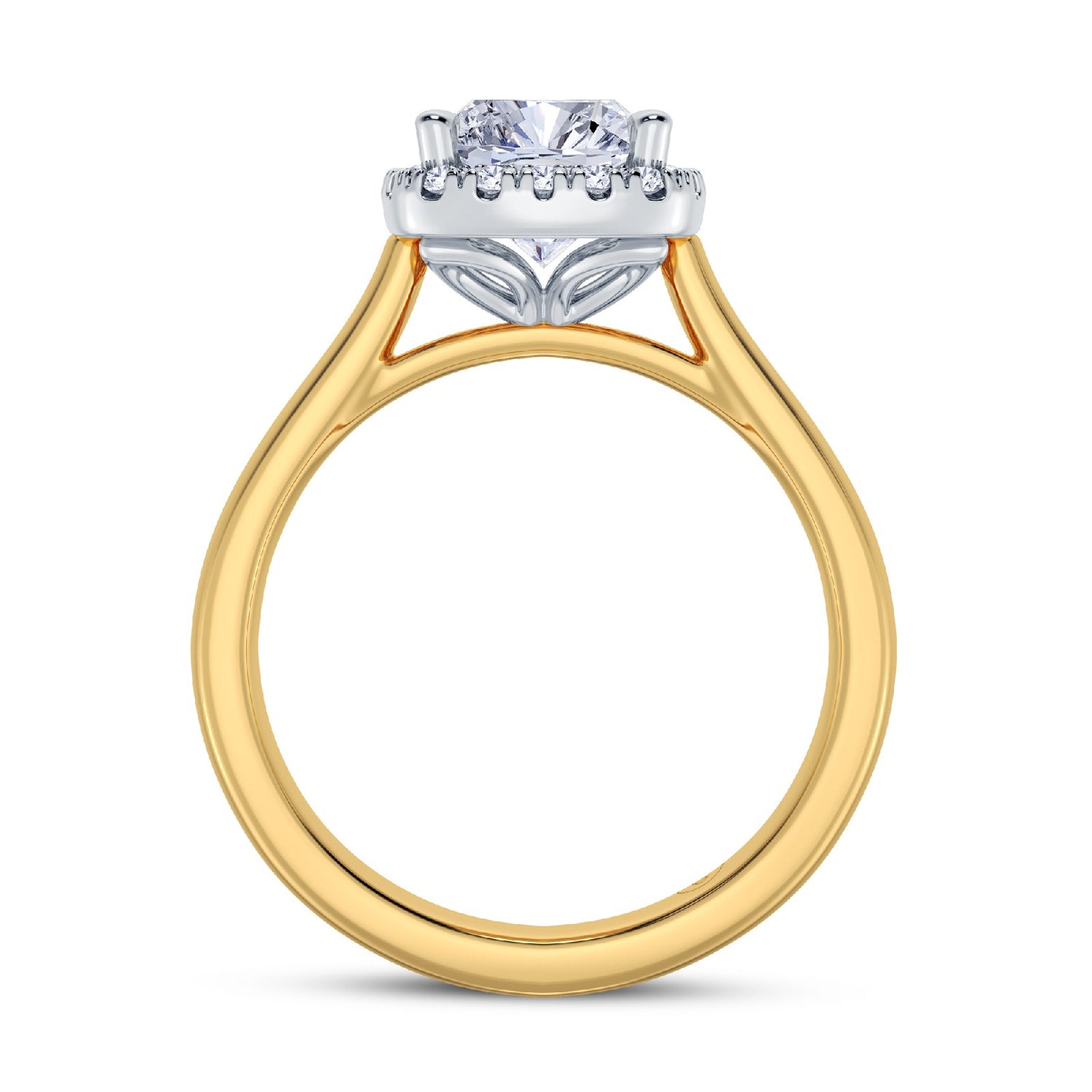The Embrace - Elongated Cushion Cut Halo Diamond Engagement Ring