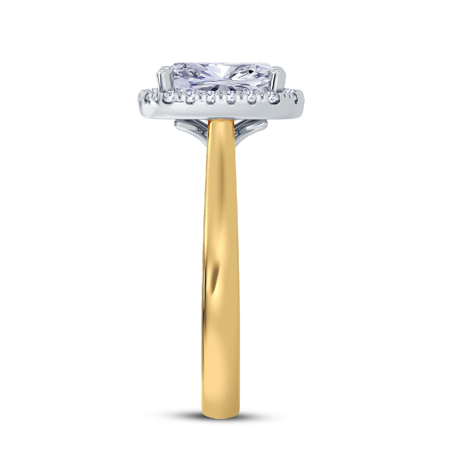 The Embrace - Elongated Cushion Cut Halo Diamond Engagement Ring