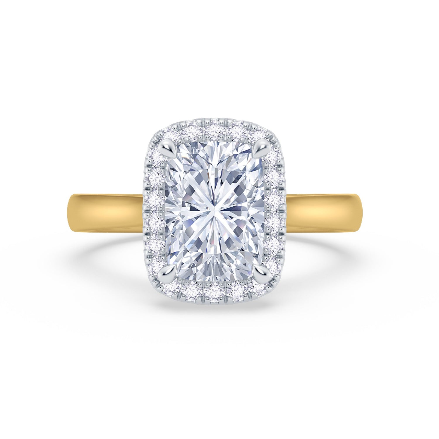 The Embrace - Elongated Cushion Cut Halo Diamond Engagement Ring