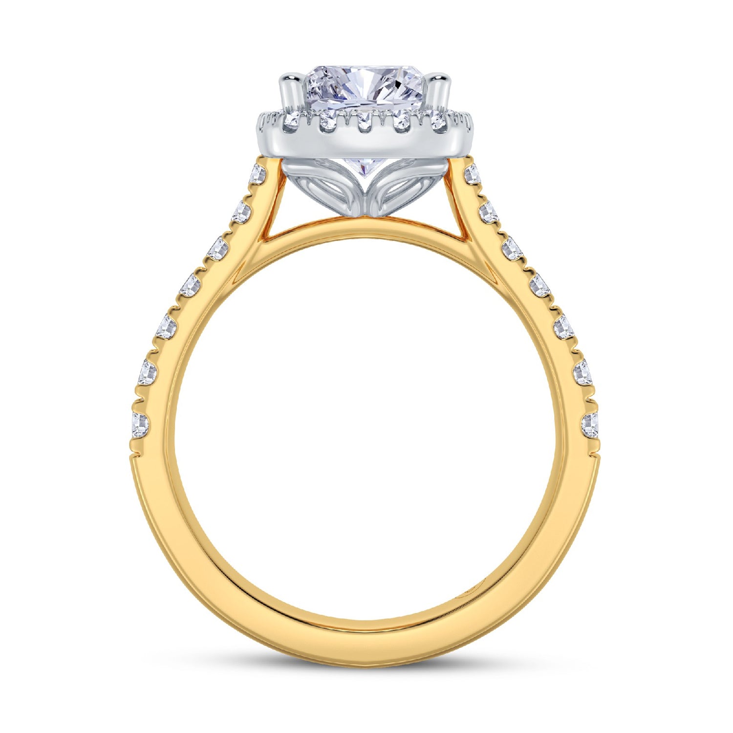 The Grandé Collection - Elongated Cushion Cut Diamond Engagement Ring with Diamond Halo and Shoulders
