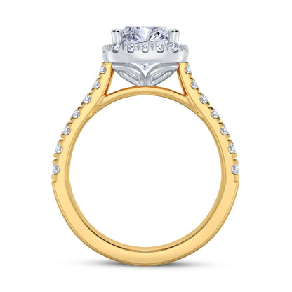 The Grandé Collection - Elongated Cushion Cut Diamond Engagement Ring with Diamond Halo and Shoulders