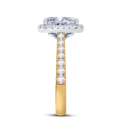 The Grandé Collection - Elongated Cushion Cut Diamond Engagement Ring with Diamond Halo and Shoulders