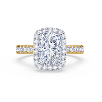 The Grandé Collection - Elongated Cushion Cut Diamond Engagement Ring with Diamond Halo and Shoulders
