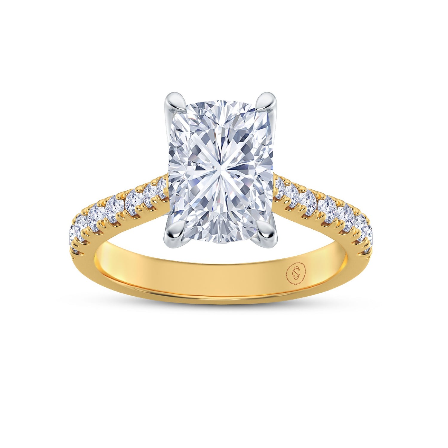 The Illuminate Collection - Elongated Cushion Diamond Engagement Ring with Diamond Shoulders