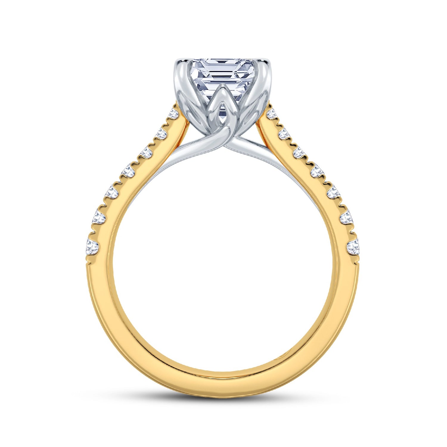 The Illuminate Collection - Elongated Cushion Diamond Engagement Ring with Diamond Shoulders