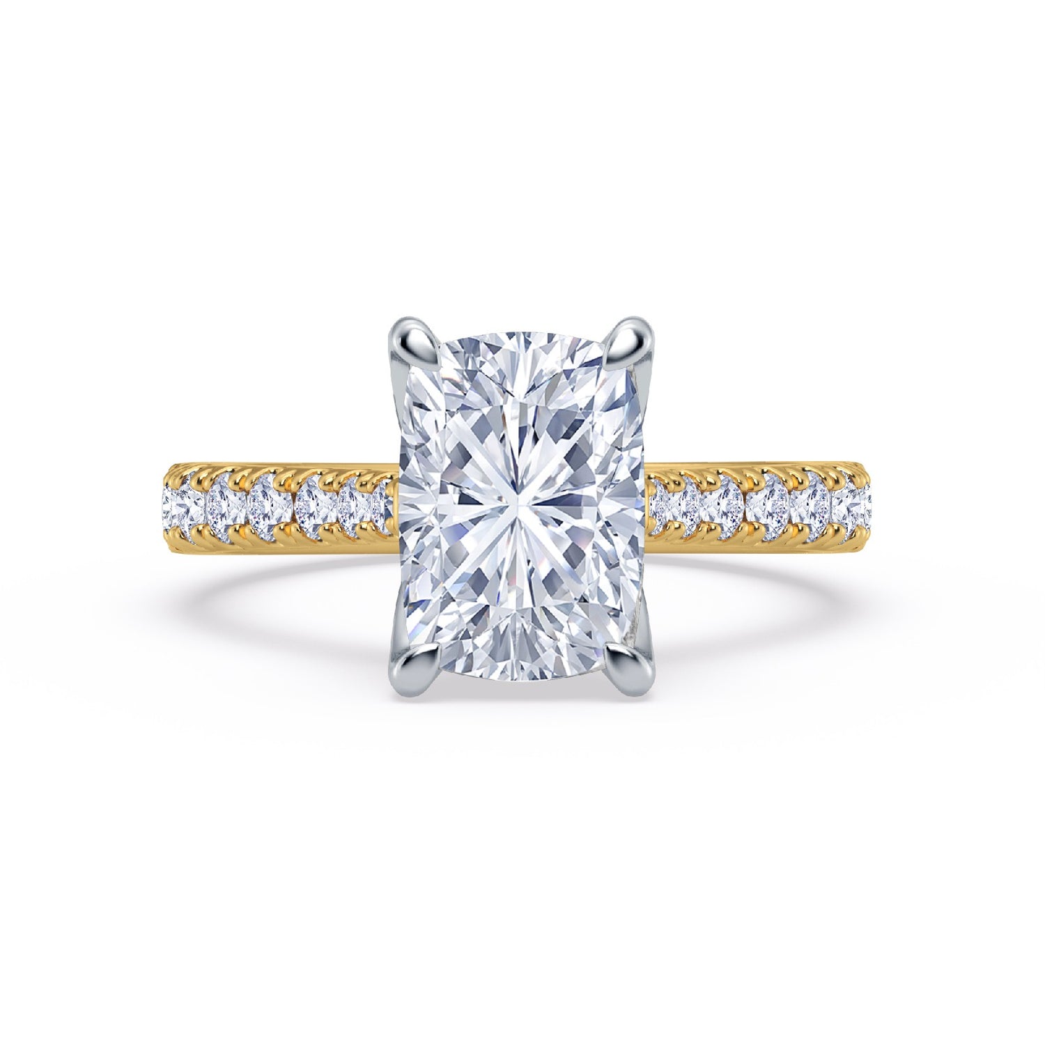 The Illuminate Collection - Elongated Cushion Diamond Engagement Ring with Diamond Shoulders