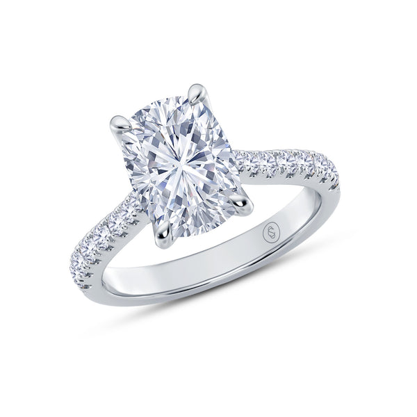The Illuminate Collection - Elongated Cushion Diamond Engagement Ring with Diamond Shoulders