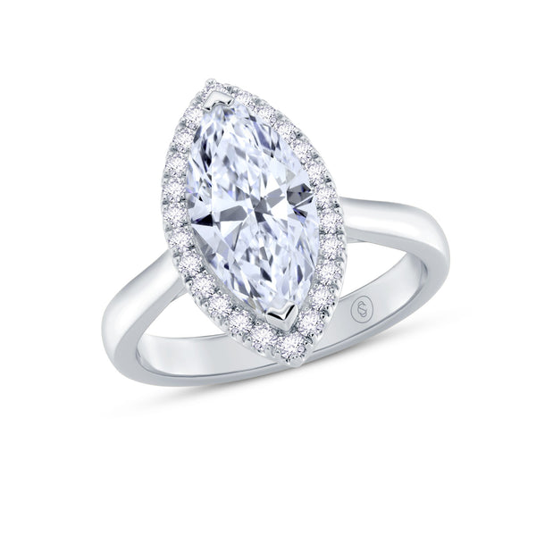 The Embrace - Marquise Halo Diamond Engagement Ring - Platinum angle