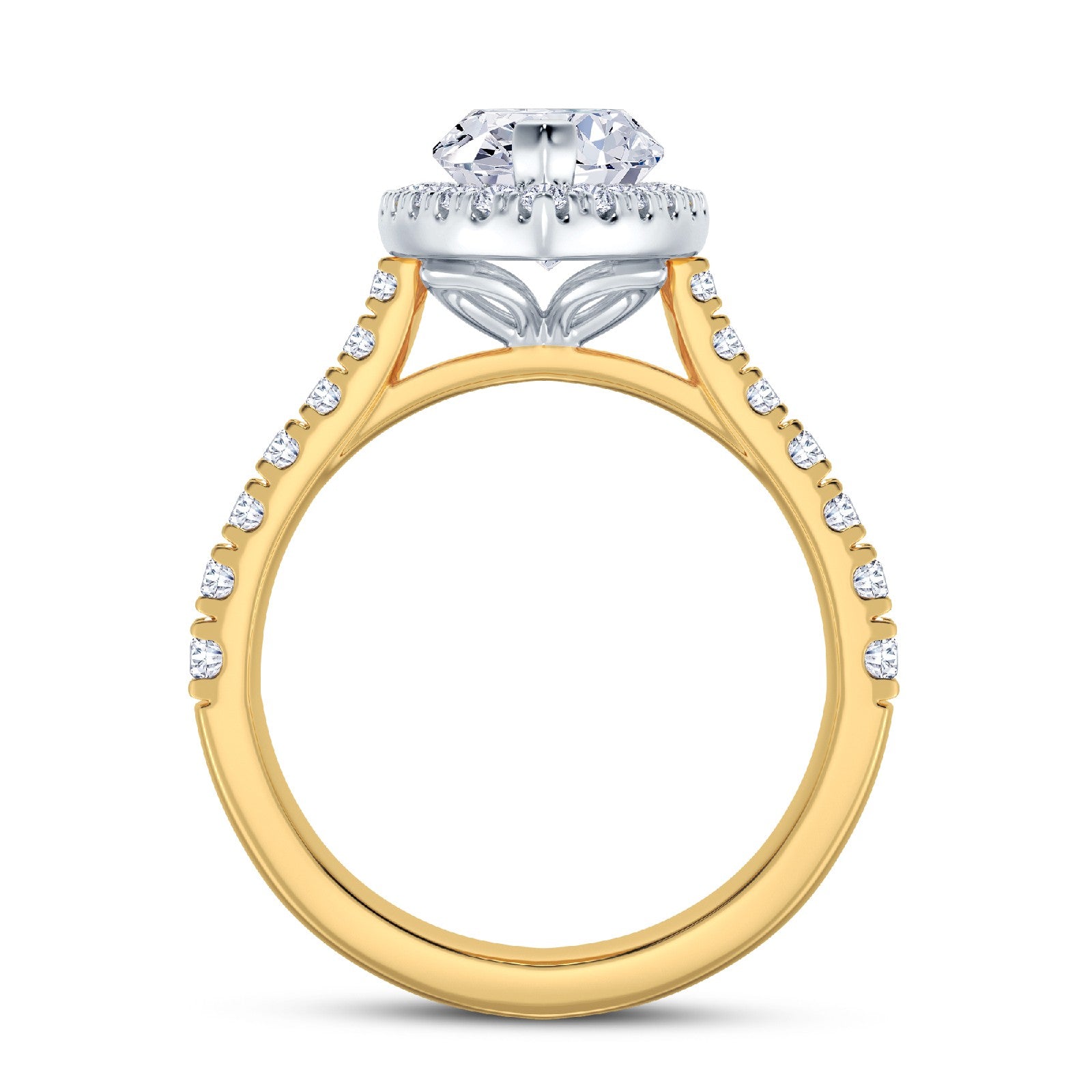 The Grandé Collection - Marquise Cut Diamond Engagement Ring with Diamond Halo and Shoulders
