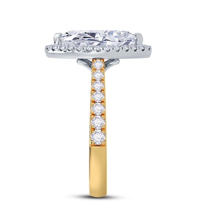 The Grandé Collection - Marquise Cut Diamond Engagement Ring with Diamond Halo and Shoulders