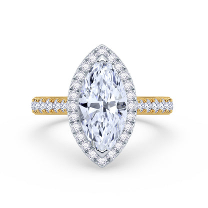 The Grandé Collection - Marquise Cut Diamond Engagement Ring with Diamond Halo and Shoulders