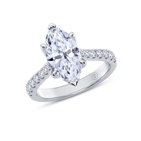 The Illuminate Collection - Marquise Diamond Engagement Ring with Diamond Shoulders
