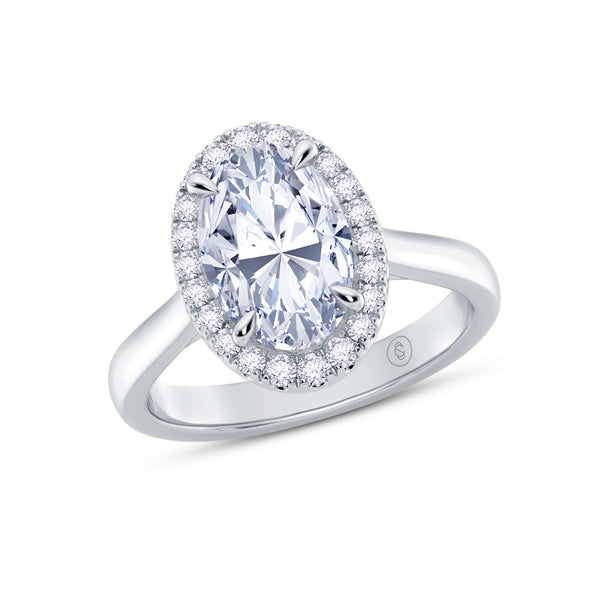 The Embrace - Oval Cut Halo Diamond Engagement Ring - Platinum angle