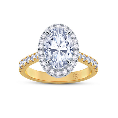 The Grandé Collection - Oval Cut Diamond Engagement Ring with Diamond Halo and Shoulders