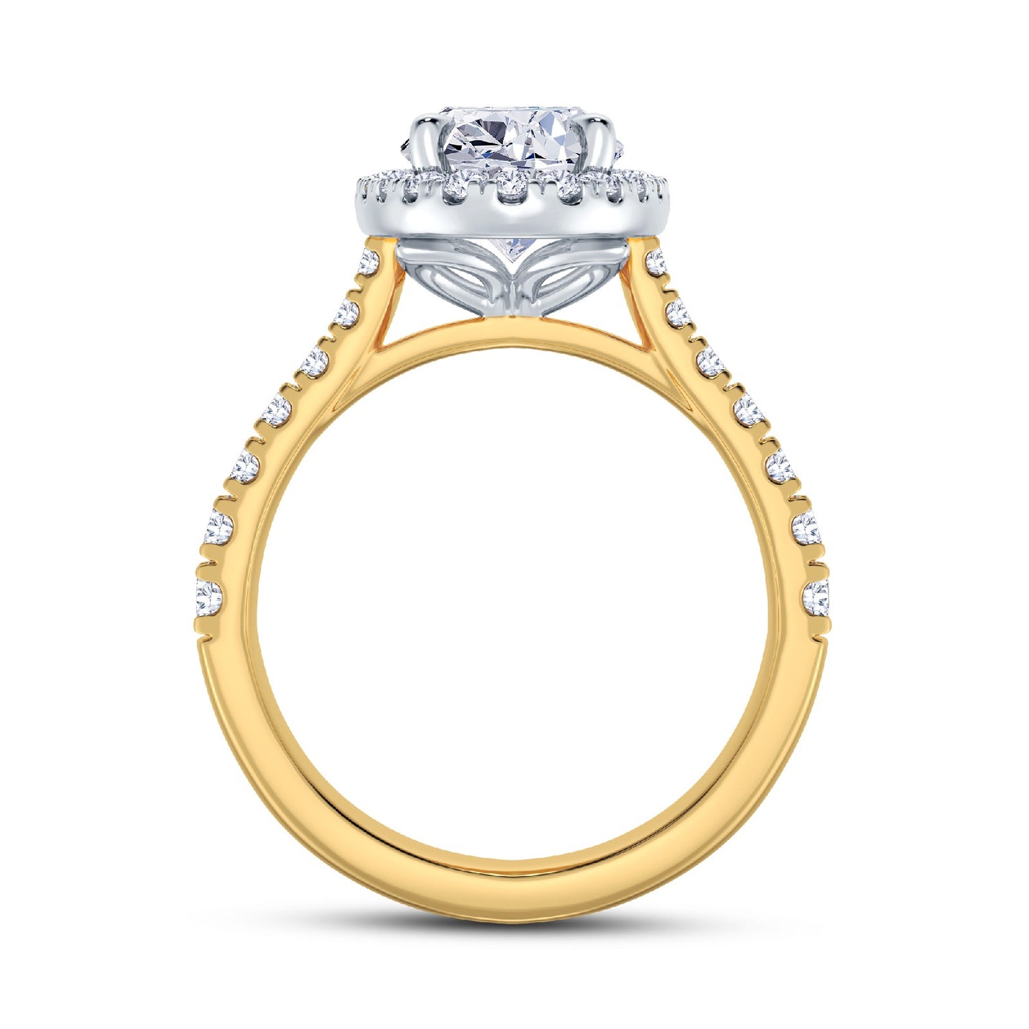The Grandé Collection - Oval Cut Diamond Engagement Ring with Diamond Halo and Shoulders