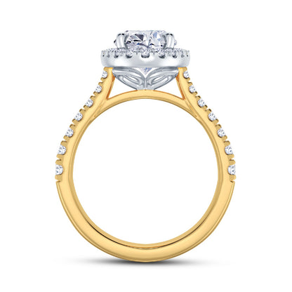 The Grandé Collection - Oval Cut Diamond Engagement Ring with Diamond Halo and Shoulders