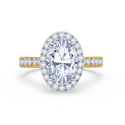 The Grandé Collection - Oval Cut Diamond Engagement Ring with Diamond Halo and Shoulders