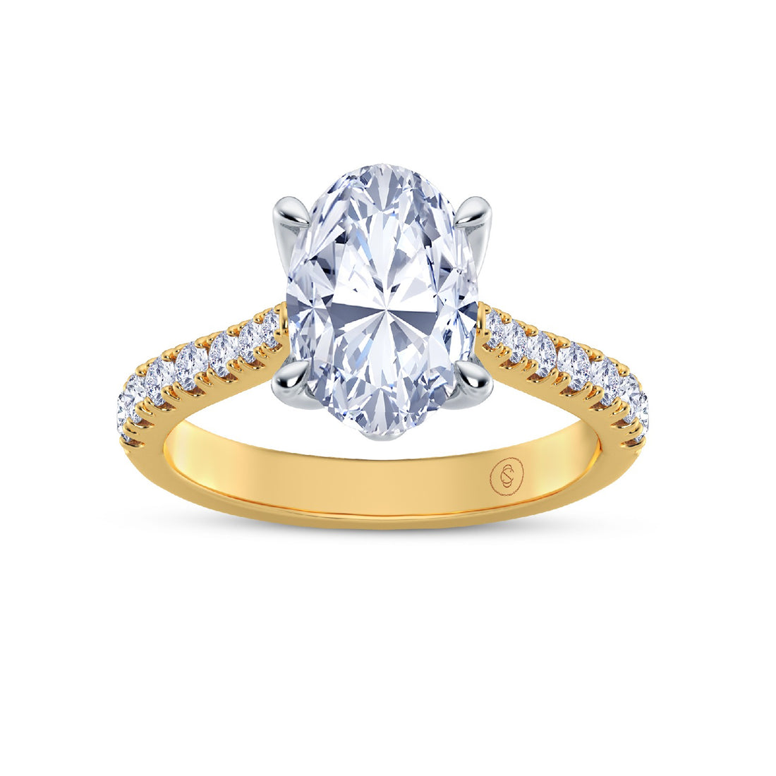 The Illuminate Collection - Oval Diamond Engagement Ring with Diamond Shoulders
