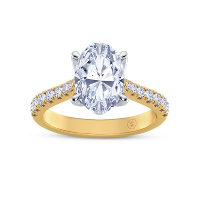 The Illuminate Collection - Oval Diamond Engagement Ring with Diamond Shoulders