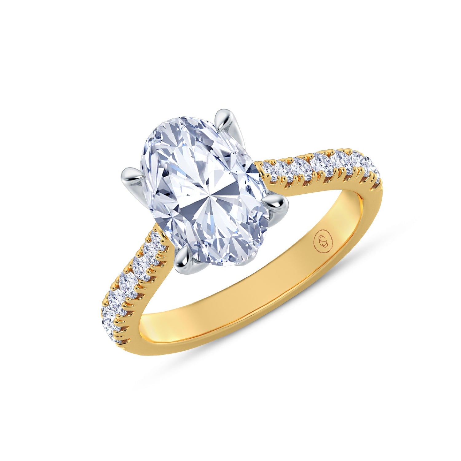 The Illuminate Collection - Oval Diamond Engagement Ring with Diamond Shoulders