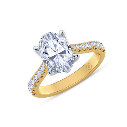 The Illuminate Collection - Oval Diamond Engagement Ring with Diamond Shoulders